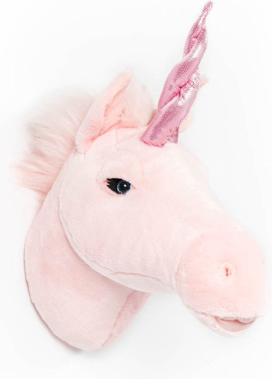 Wild &amp; Soft Julia animal head plush wall decoration - Pink Unicorn