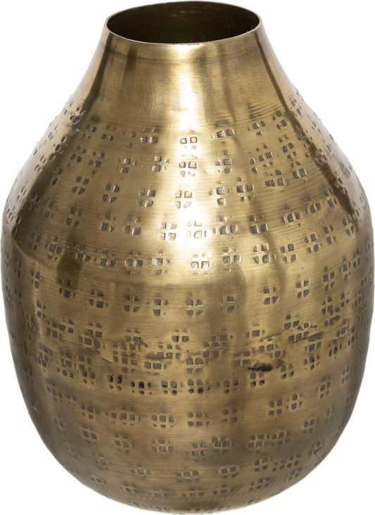 Atmosphera Metal vase - Gold colored - H14 cm - Dia 10 cm