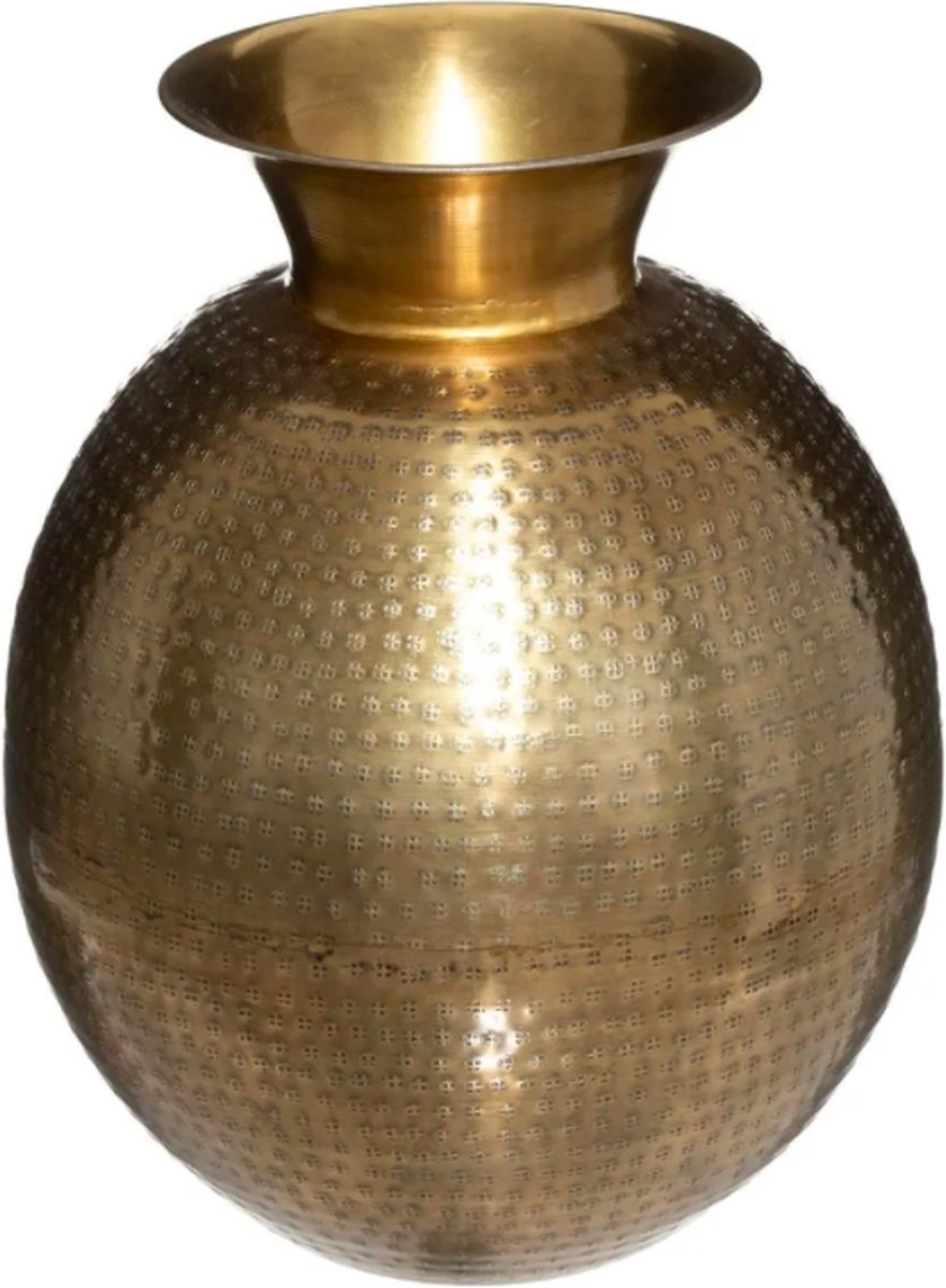 Metalen bewerkte vaas kleur goud hoogte 40 cm ¸ 30 cm