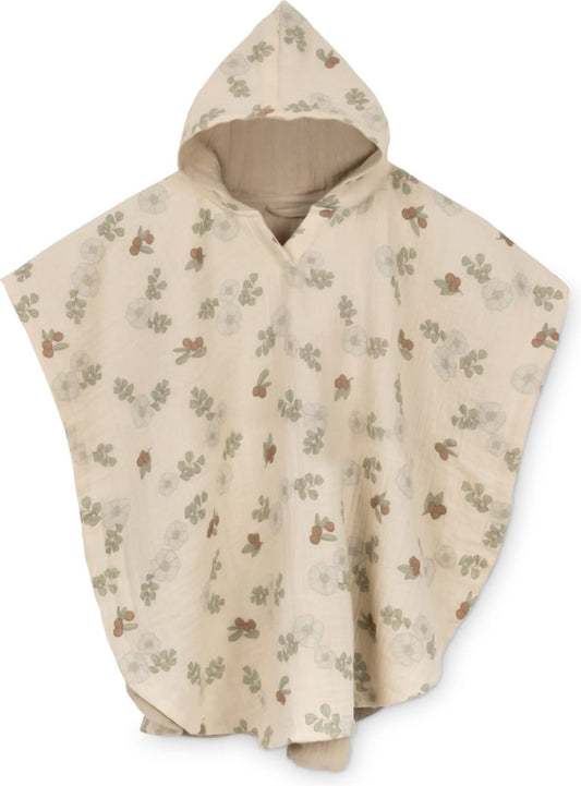 Poncho flowers and berries Large - 80 X 80 cm - 4J+ - Tetra organic cotton