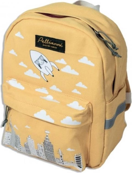 Pellianni: BACKPACK YELLOW 28x23x10cm, approx 6.5l, eco-friendly and vegan canvas cotton, Swedish design, 18m+