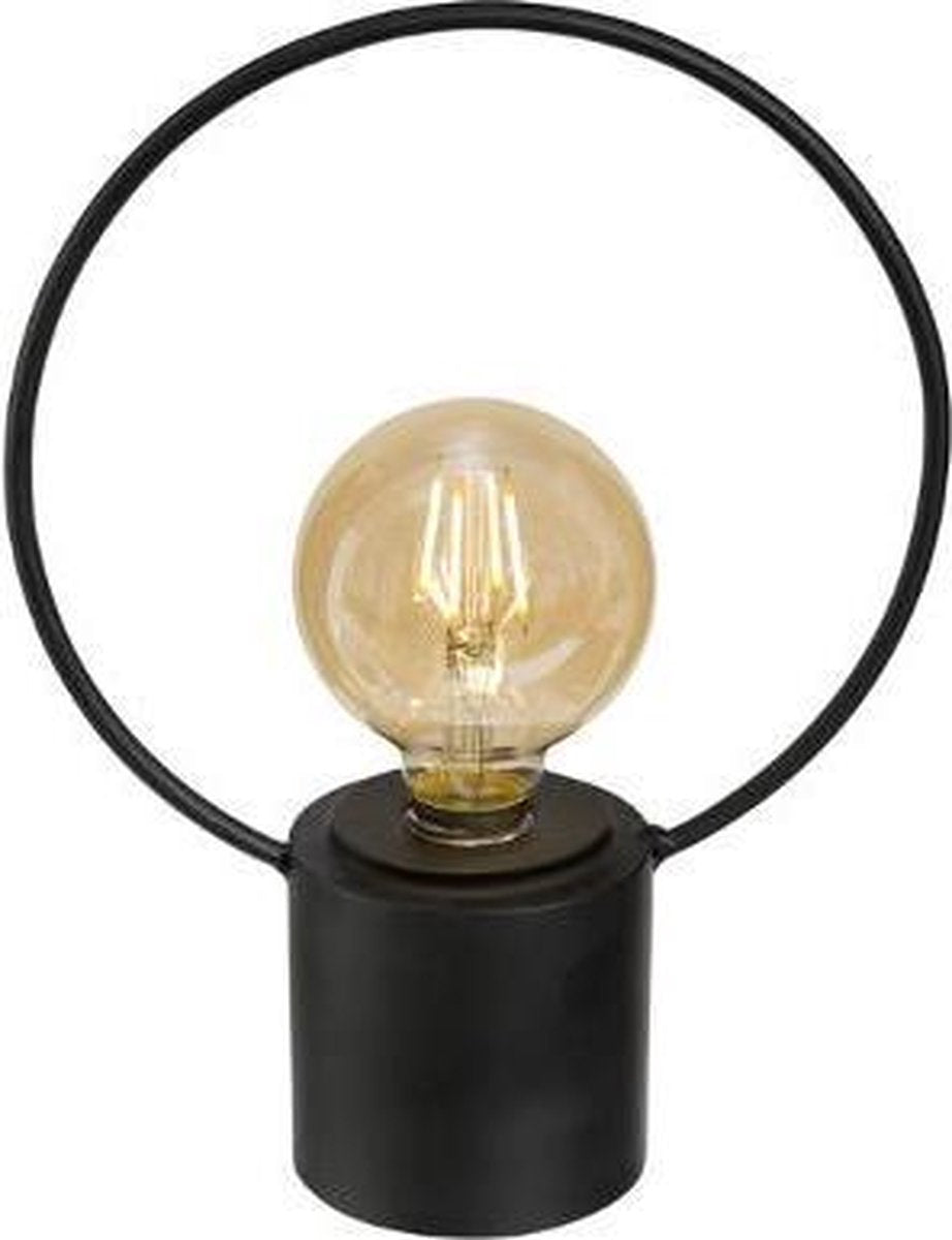 Atmosphera Tafellamp Circle D20x26,5cm - Batterij niet inbegrepen - Zwart