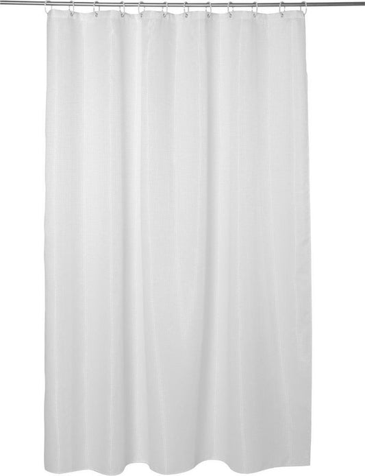 Rideau de douche Atmosphera effet nid d'abeille blanc - 180 x 200 Cm - Avec 12 anneaux inclus - Polyester