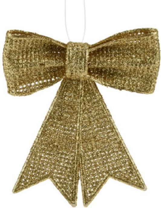 Home &amp; Styling Christmas decoration/Christmas pendant 8 pieces! Mini bow glitter 10.5 cm - Gold