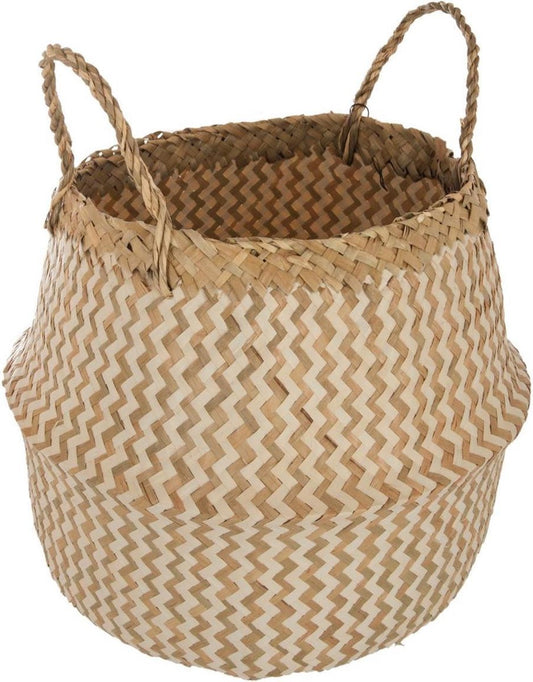 Atmosphera wicker storage basket white pattern - Flowerpot - Seagrass