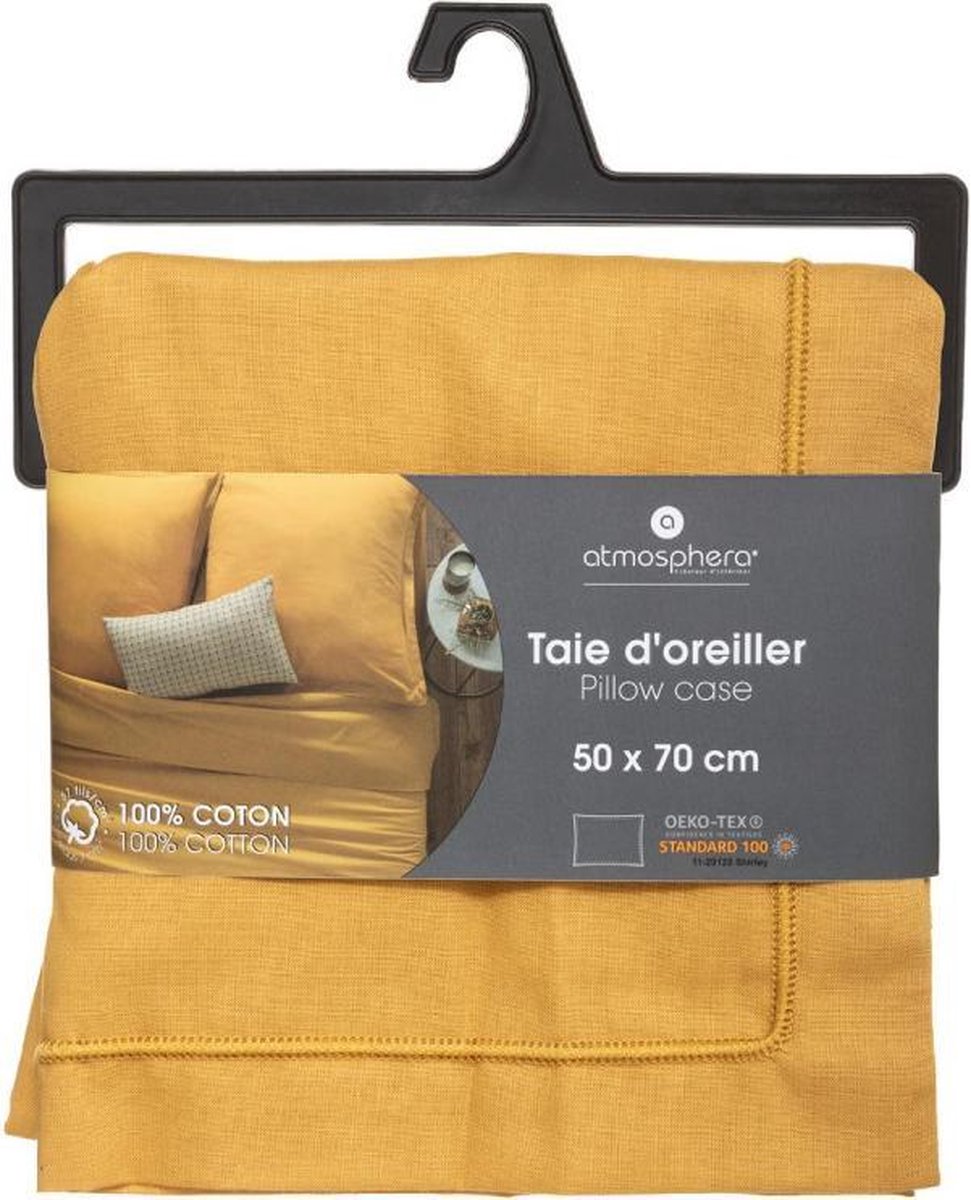 Taie d'oreiller Atmosphera Coton - Lot de 2 pièces - 50x70cm - Ocre