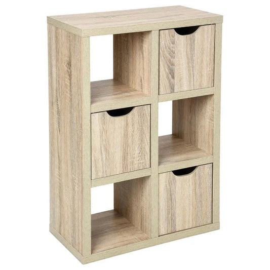 5Five Bookcase 6 Compartments + 3 drawers 60x29.5x95cm - Natural