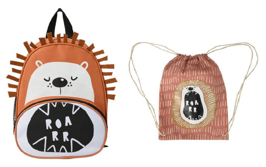Toddler / preschooler backpack + swimming bag set lion