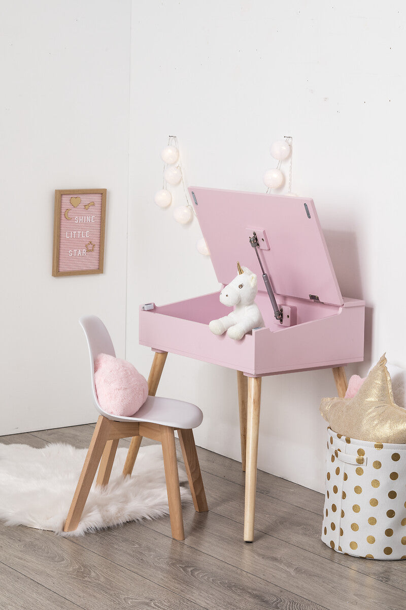 Atmospera Houten Bureau met roze - kindertafel - Bureautje met klep voor kinderen