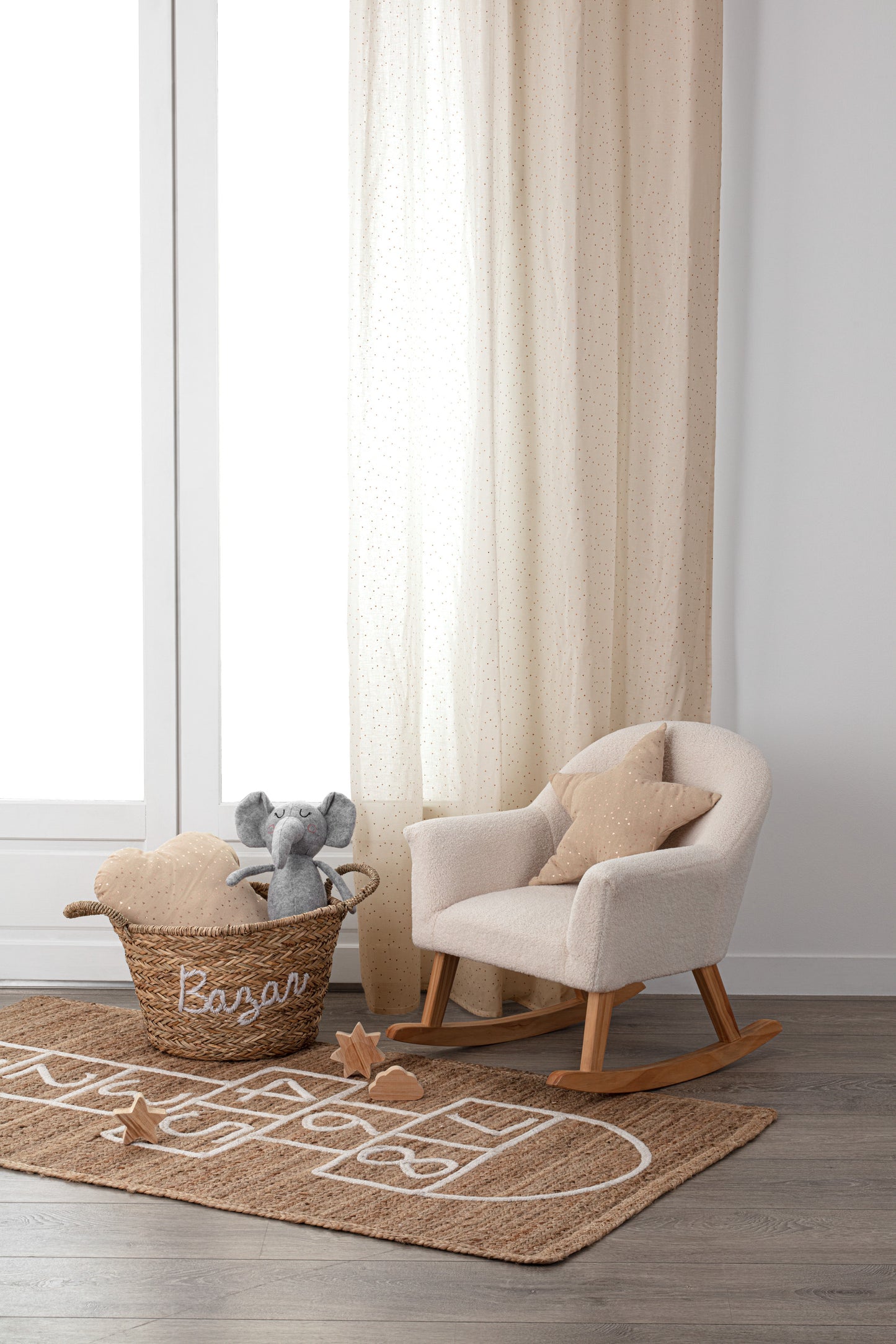 Atmosphera Berlingot Curtain 140x250cm - Ready made with rings - Beige with Gold