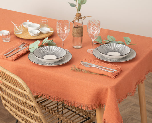 Atmosphera Maha tablecloth - Cotton - 250 x 150 cm - Terracotta pink