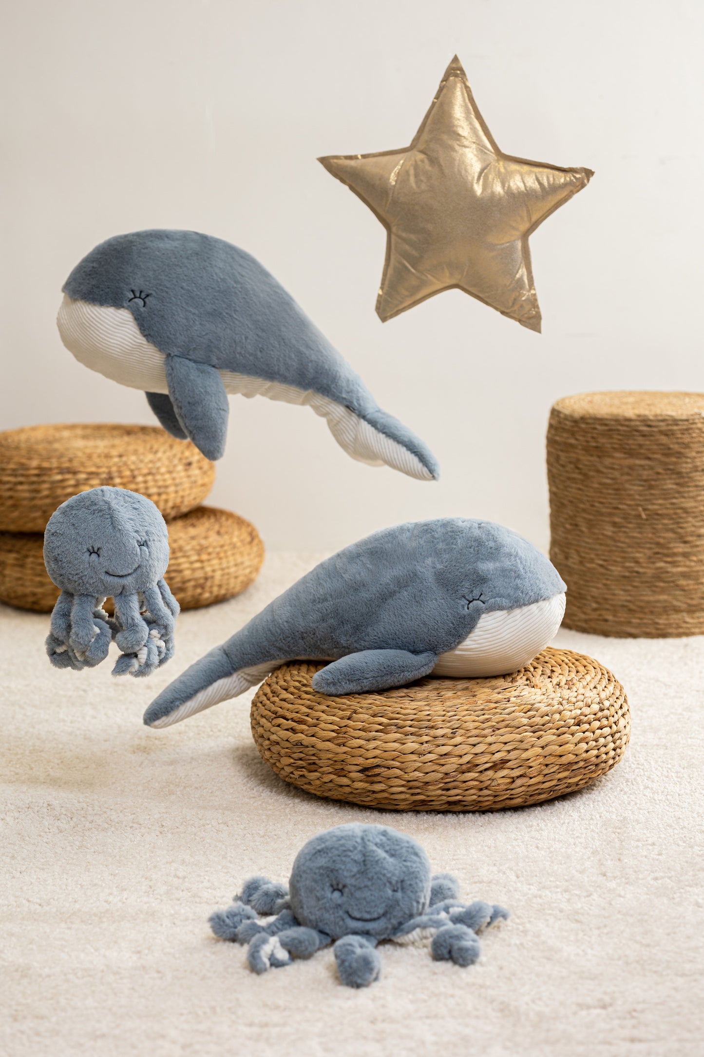 Atmosphera Kids XL Cuddly toy whale Bymo - Blue-gray - 64 x 26 cm