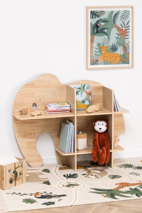 Atmosphera Kids Wall rack XL jungle elephant - Wood - H98 x W77 CM