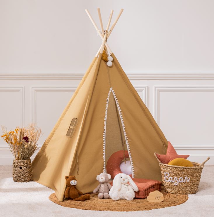 Atmosphera Kids Wapi Tipi enfant - Tente de jeu - H160 cm - Ocre