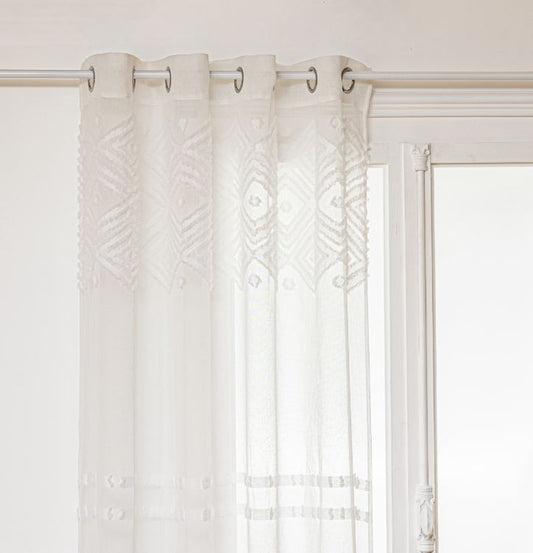 Atmosphera Sama Etnik Curtain 140x240cm - Ready made with rings - White