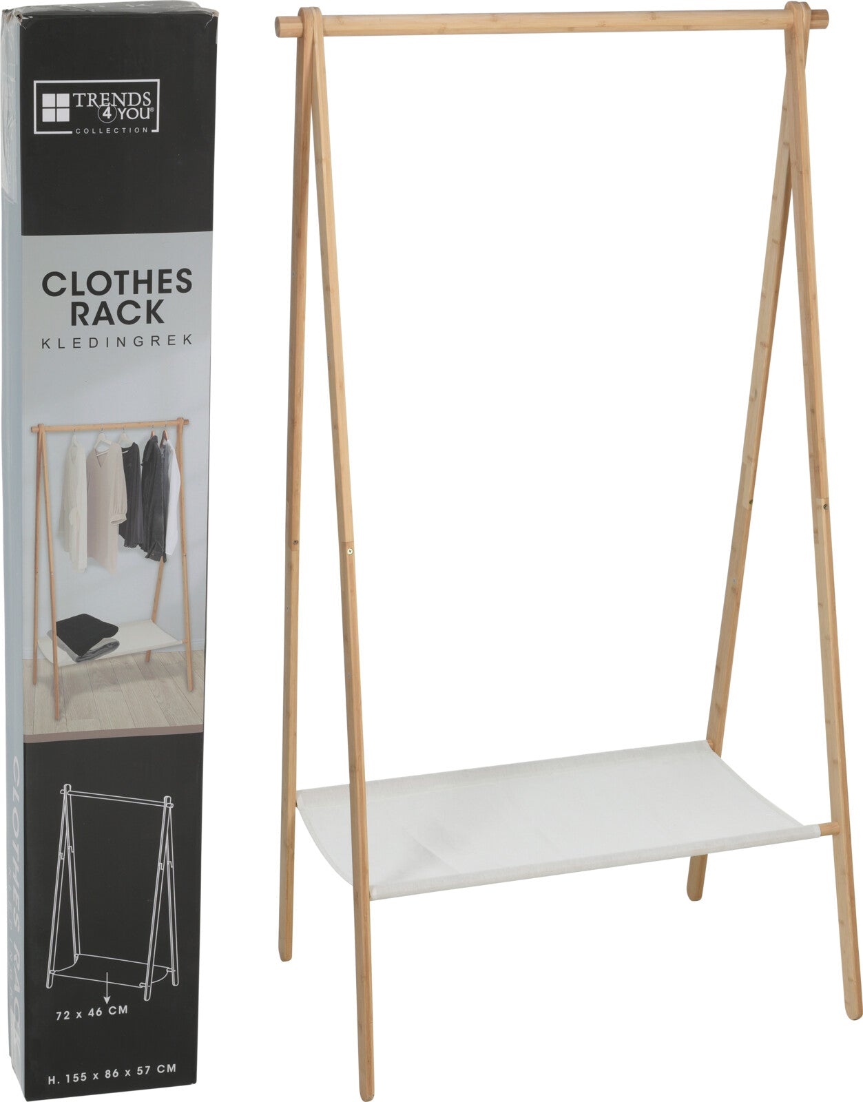 Clothes rack Amare bamboo - H155 cm