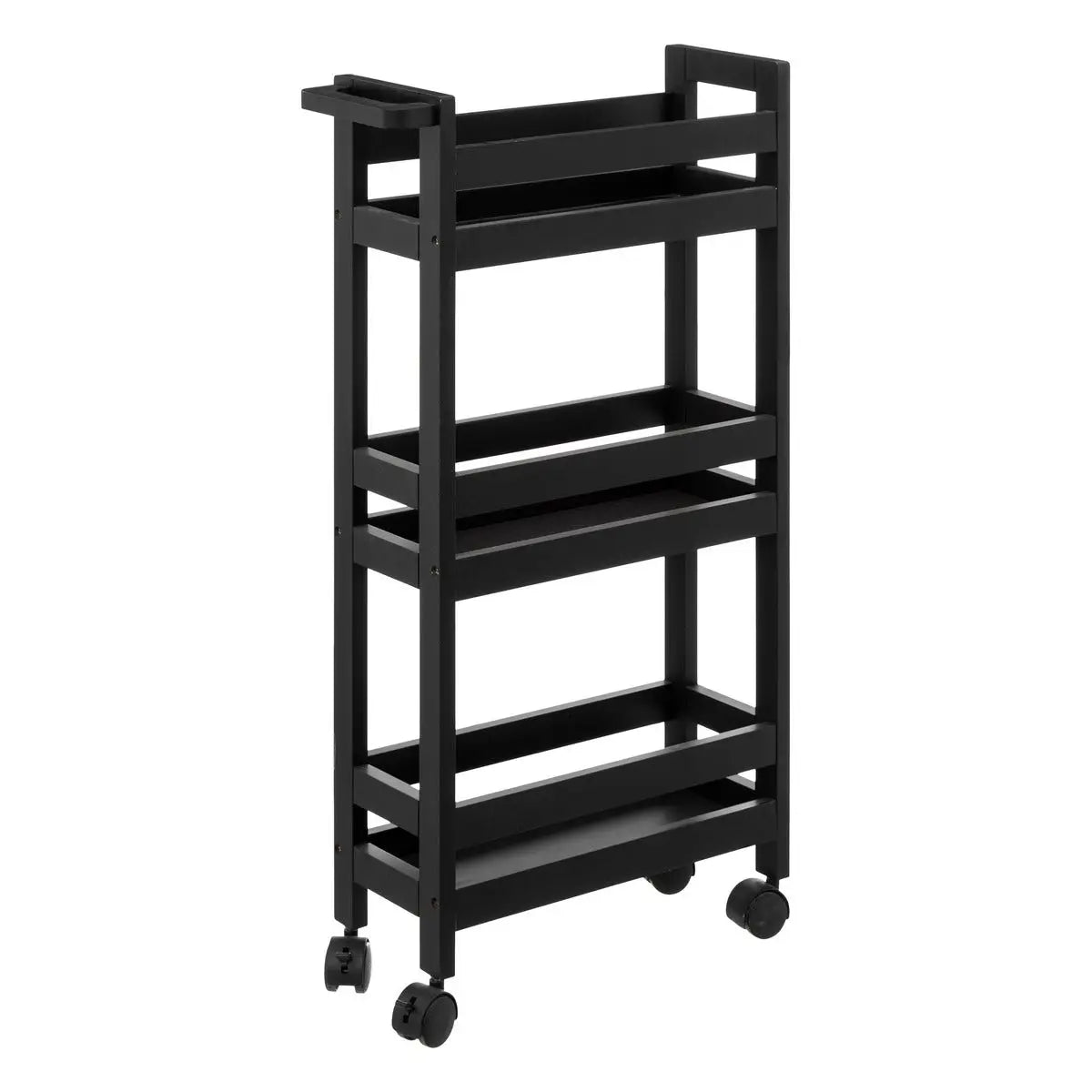 5Five Etagère de salle de bain extra petite sur roulettes - Etagère sur pied à 3 niveaux pour la salle de bain - Armoire ouverte comme meuble de salle de bain - Noir