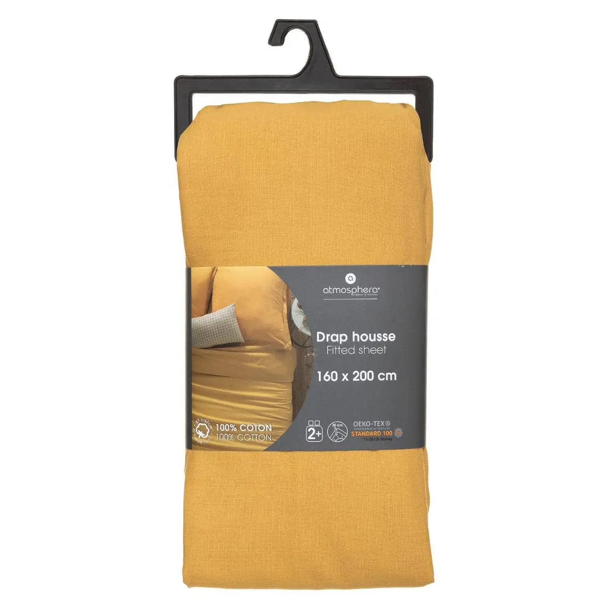 Atmosphera Fitted sheet cotton 160x200cm - Ocher