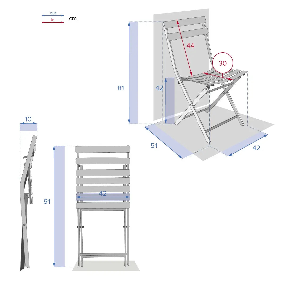 Hespéride Luxe bistrostoel - Greensboro Stoel - Eendblauw - 50x42x81cm