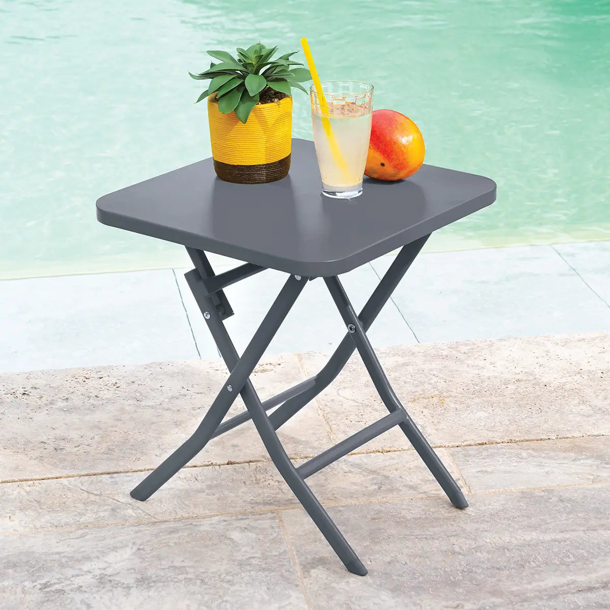 Hespéride Luxury Bistro Table d'appoint - Table d'appoint Greensboro - Gris graphite - 40x40x45cm