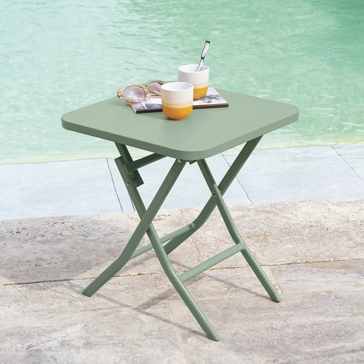 Hespéride Luxury Bistro Table d'appoint - Table d'appoint Greensboro - Vert olive - 40x40x45cm