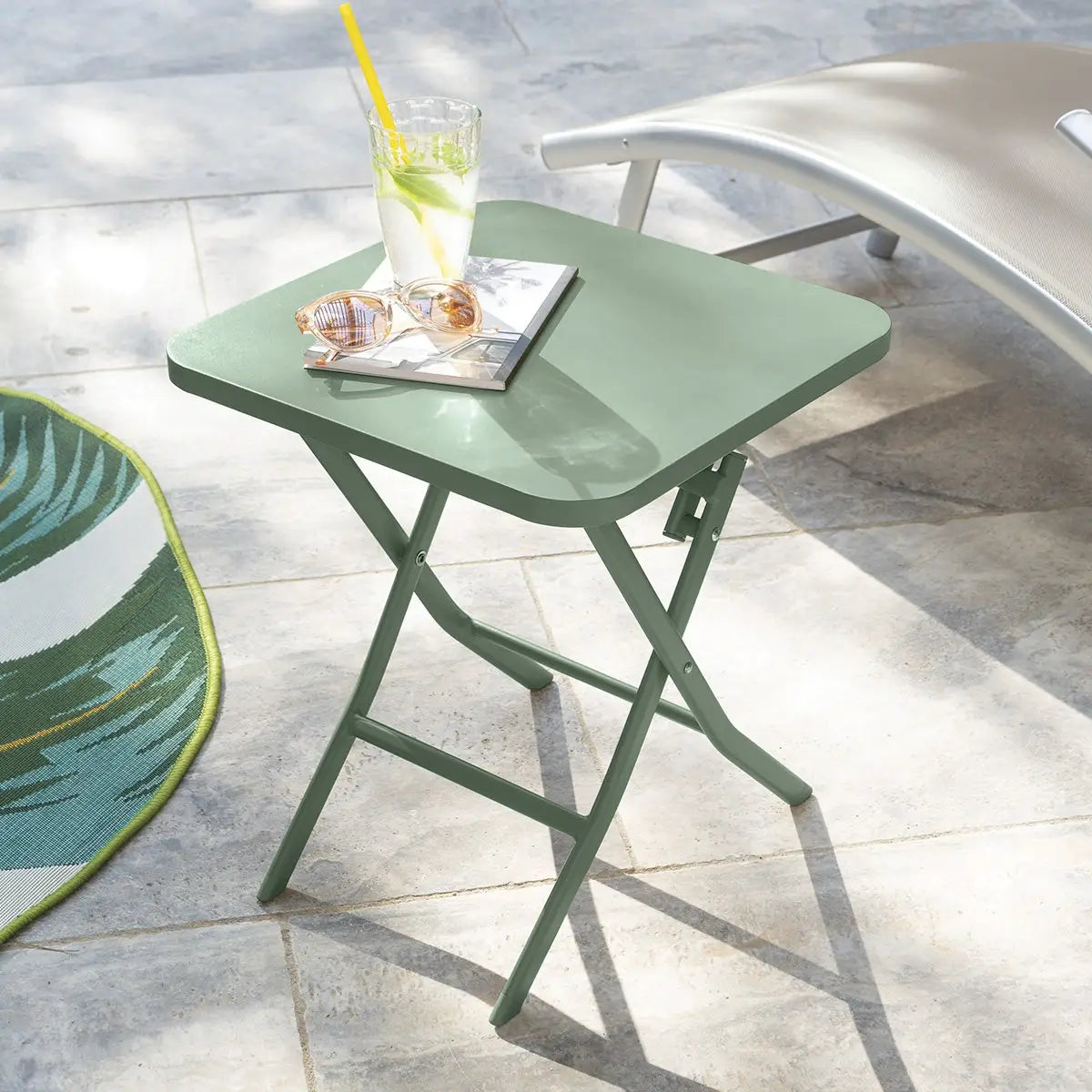 Hespéride Luxury Bistro Table d'appoint - Table d'appoint Greensboro - Vert olive - 40x40x45cm