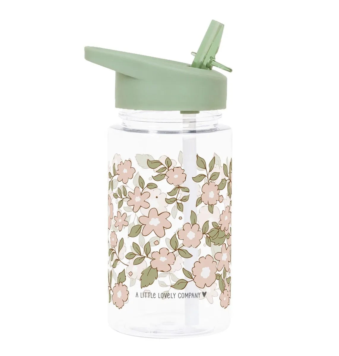 A Little Lovely Company Back to school set - Drinkfles/4 Snackdozen/Lunchbox - Bloesems saliegroen