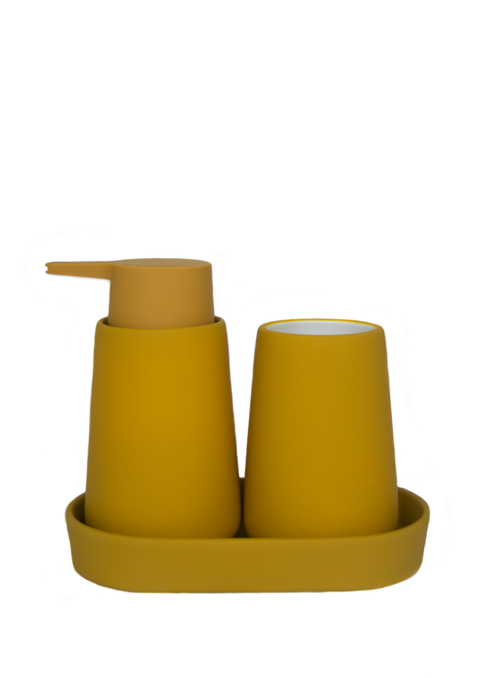 5Five Bathroom Set Cocoon - Soap pump / Cup / Bowl - Yellow