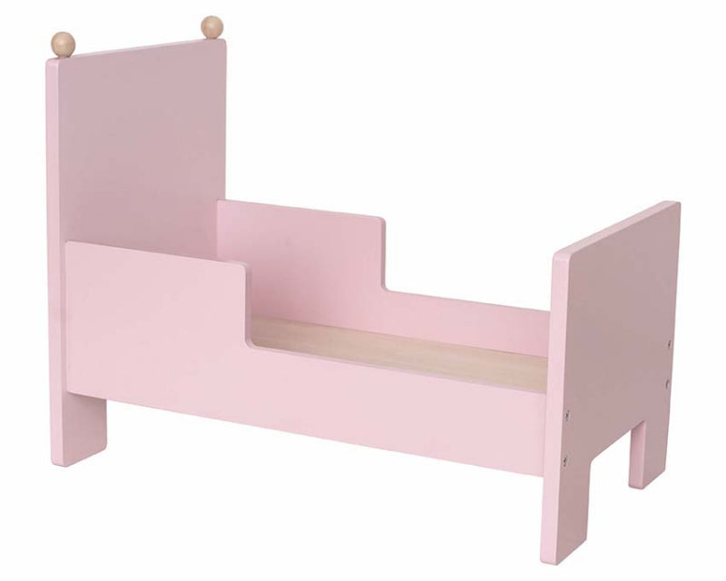 Jabadabado Wooden Doll Bed - Pink - Raised edge - 42x24x34cm