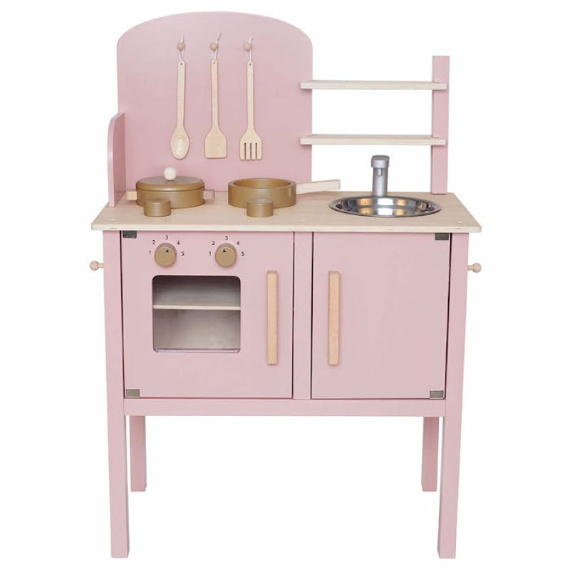 Jabadabado Cuisine de jeu en bois - Rose - Cuisine de jeu pour enfants - 55x32x72cm