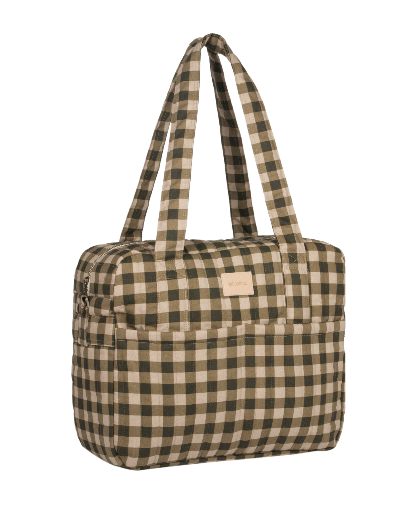 Nobodinoz Hyde Park Waterproof stroller bag - Diaper bag - Green Checks - 38x33x16cm