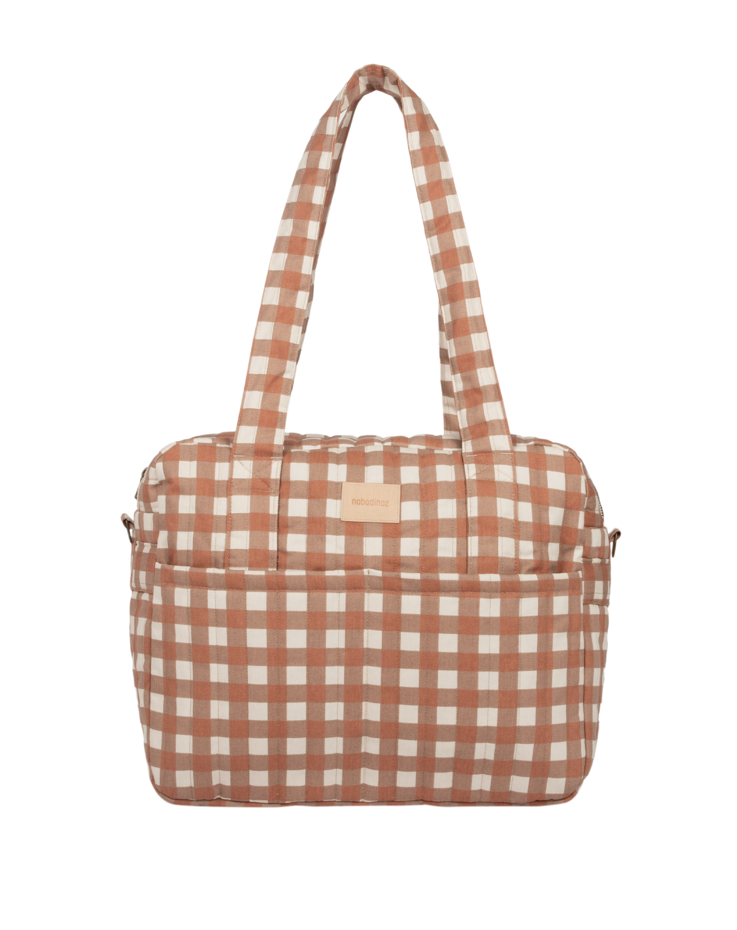 Nobodinoz Hyde Park Waterproof stroller bag - Diaper bag - Terracotta Checks - 38x33x16cm