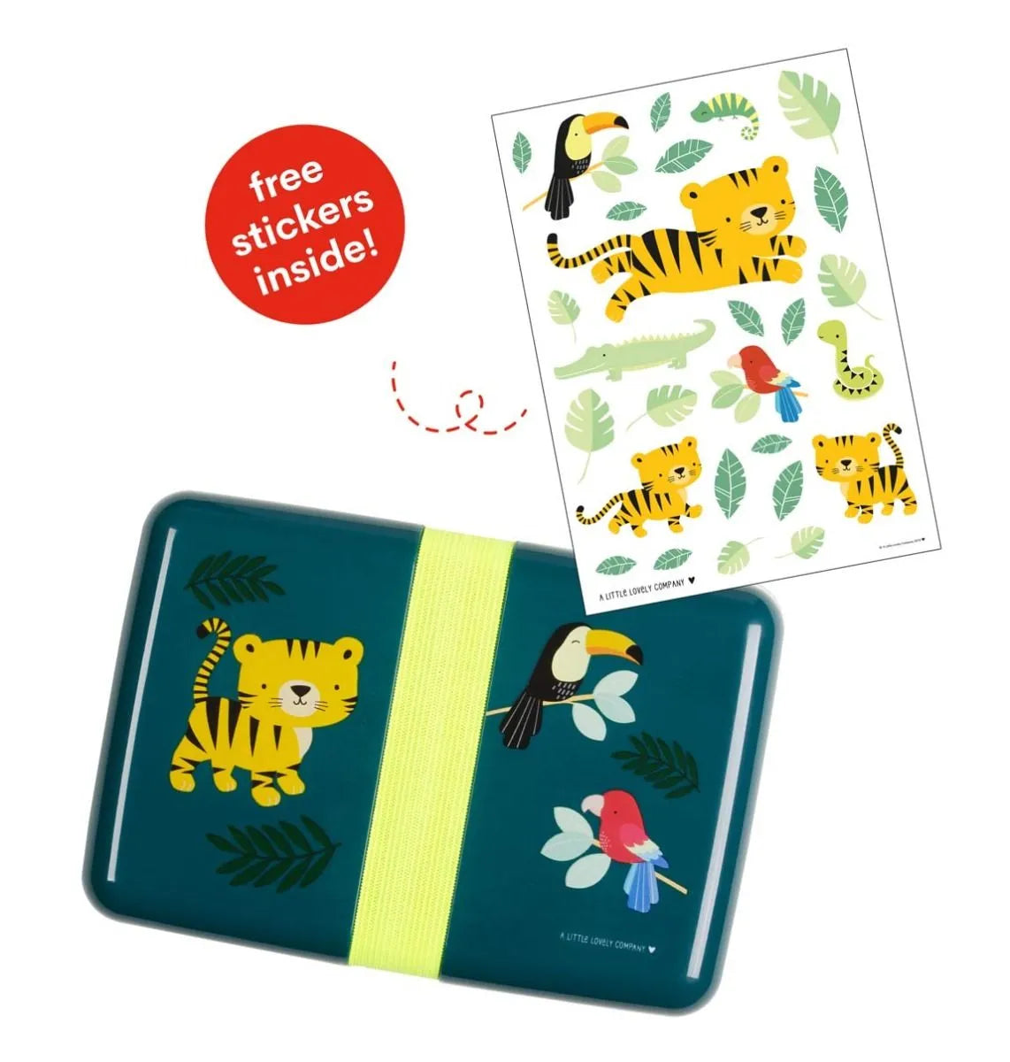 A Little Lovely Company Back to school set - Drinking bottle / 4 Snack boxes / Lunch box - Jungle tiger