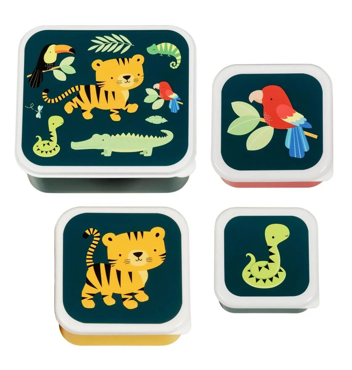 A Little Lovely Company Back to school set - Drinkfles / 4 Snackdozen / Lunchbox - Jungle tijger