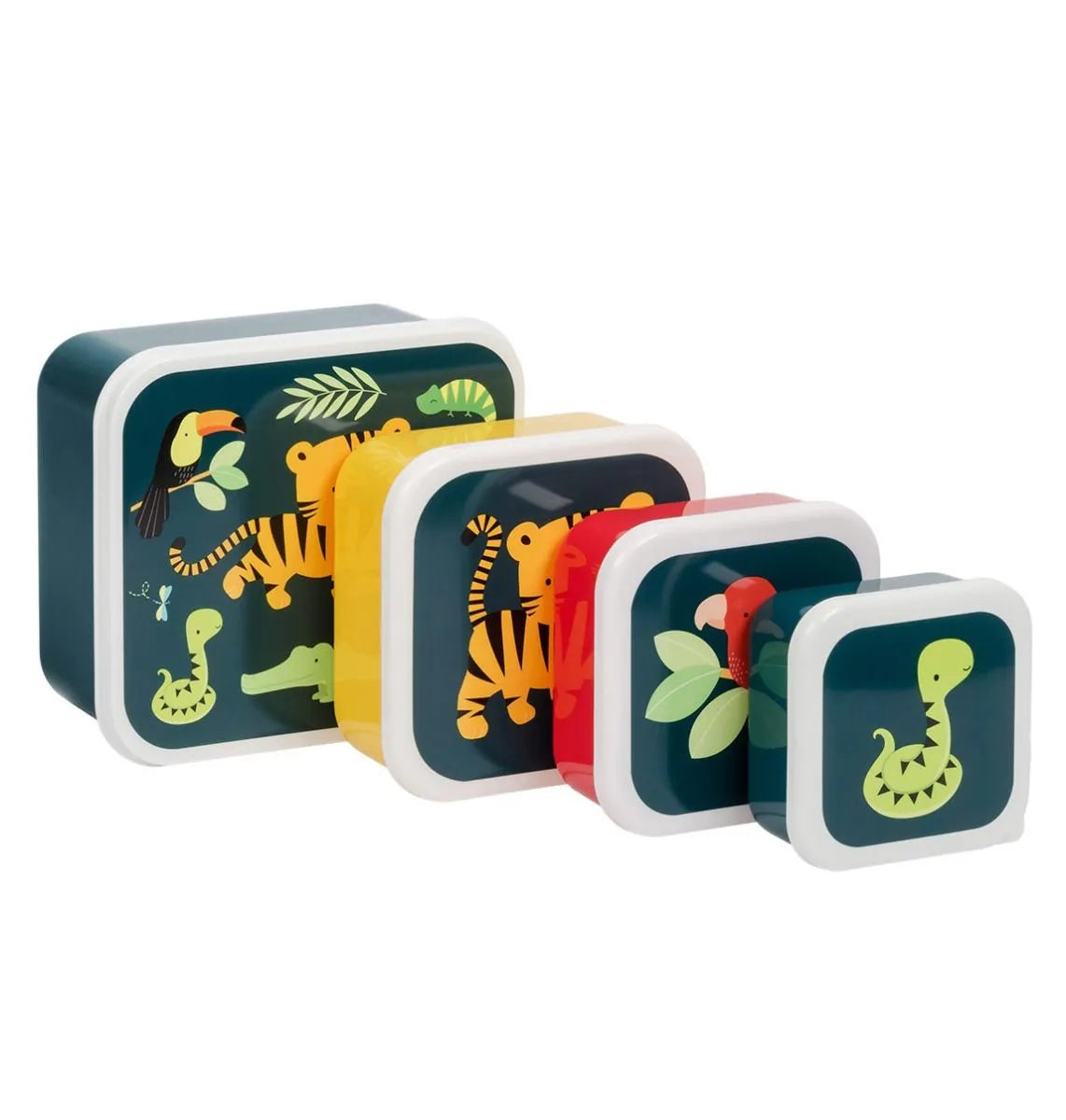 A Little Lovely Company Back to school set - Drinkfles / 4 Snackdozen / Lunchbox - Jungle tijger